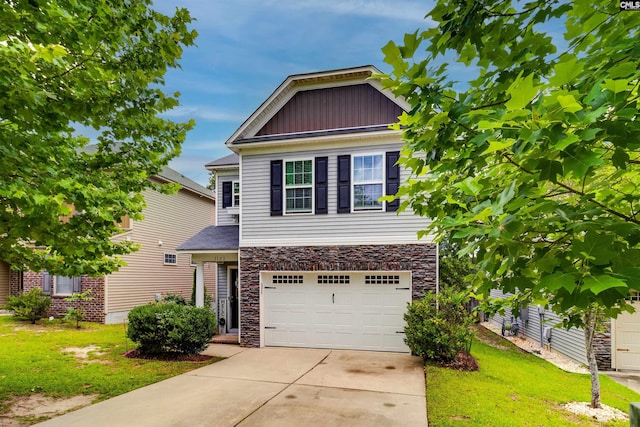 1123 Triple Crown Ct, Elgin, SC 29045 - view of front of property with stone siding, concrete driveway, and a garage