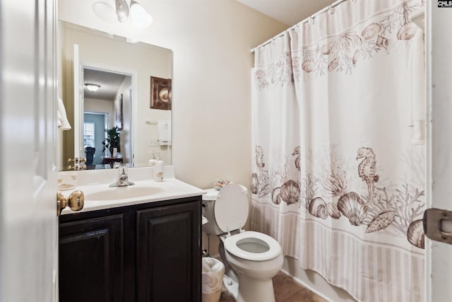 209 Walden Place Cir, Elgin, SC 29045 - bathroom featuring vanity, toilet, tile patterned flooring, and a shower with curtain