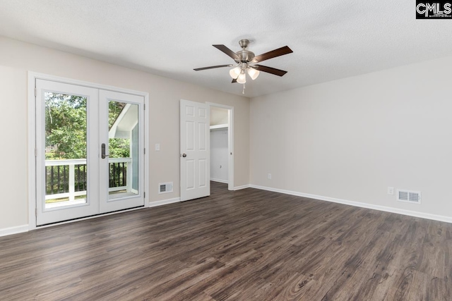2308 Exton Shore Dr, Columbia, SC 29209 - unfurnished bedroom with access to exterior, dark wood-style flooring, baseboards, and a ceiling fan