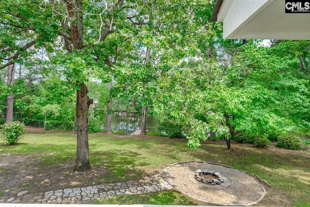 2308 Exton Shore Dr, Columbia, SC 29209 - view of grassy yard featuring a water view and a fire pit