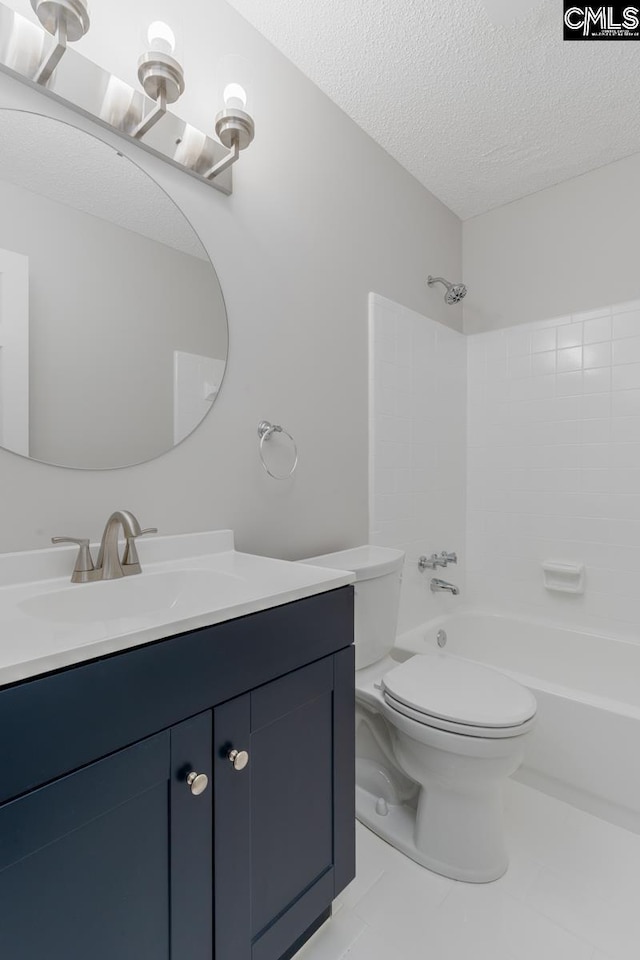 2308 Exton Shore Dr, Columbia, SC 29209 - bathroom with vanity, toilet, shower / washtub combination, and a textured ceiling