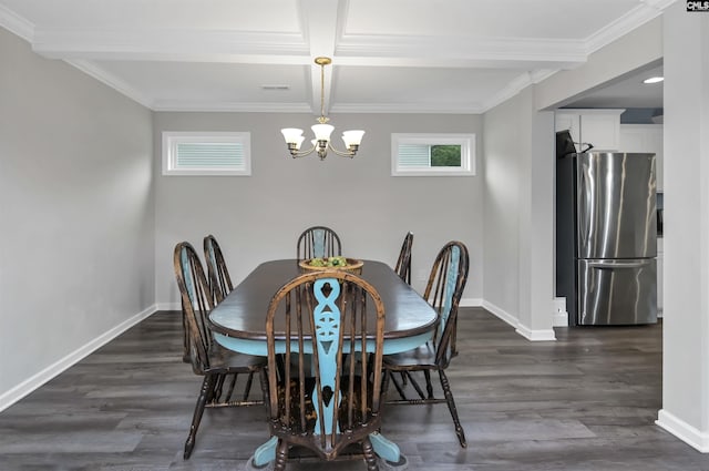 53 Findlay Cir, Elgin, SC 29045 - dining area with plenty of natural light, a chandelier, dark wood finished floors, and crown molding