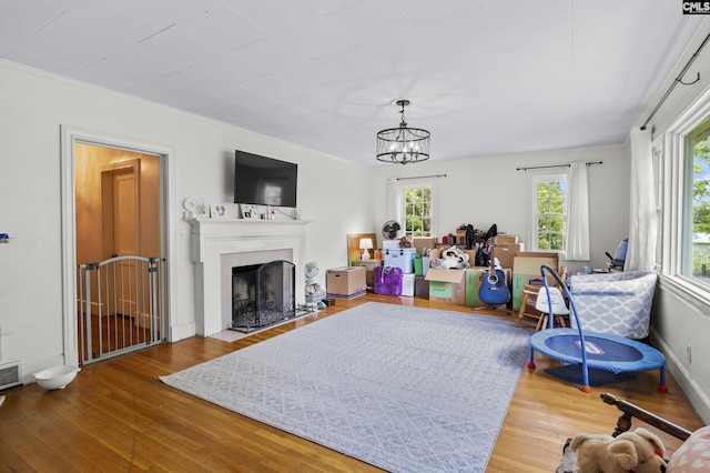 303 N Rudolph St, Saluda, SC 29138 - living area with wood finished floors, plenty of natural light, and a fireplace with flush hearth