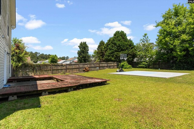 175 Rosecliff Cir, Hopkins, SC 29061 - view of yard featuring a wooden deck and basketball court