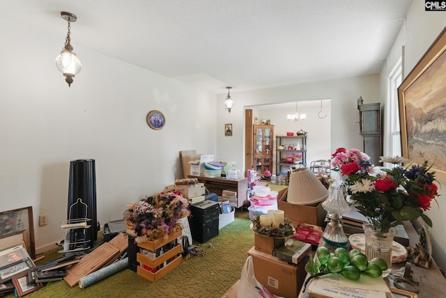 2015 Valley View Rd, West Columbia, SC 29172 - carpeted living room with a chandelier