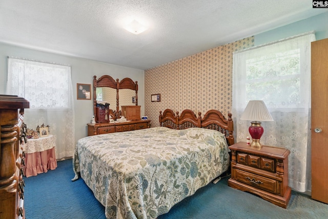 2015 Valley View Rd, West Columbia, SC 29172 - carpeted bedroom featuring wallpapered walls and a textured ceiling