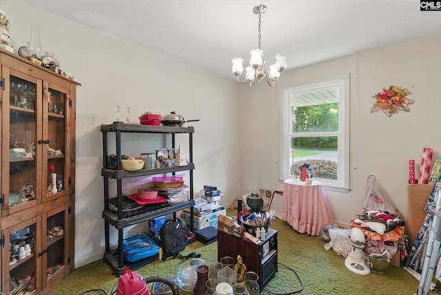 2015 Valley View Rd, West Columbia, SC 29172 - dining area featuring a chandelier and carpet