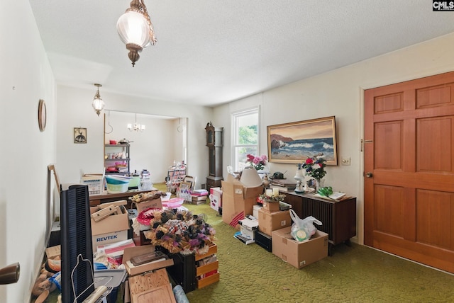 2015 Valley View Rd, West Columbia, SC 29172 - office area featuring carpet floors and a chandelier