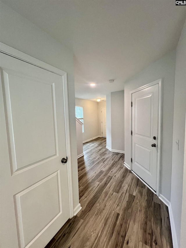 1069 Roscoe Rd, Lexington, SC 29073 - hall with dark wood-style floors and baseboards