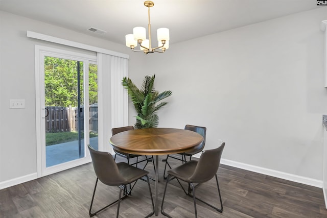 341 Liliana Dr, Columbia, SC 29223 - dining room with a chandelier, baseboards, and dark wood-style flooring