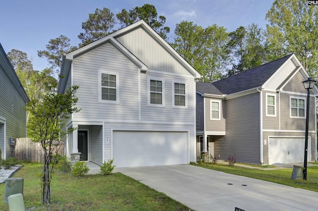 341 Liliana Dr, Columbia, SC 29223 - view of front facade featuring a garage, board and batten siding, and concrete driveway