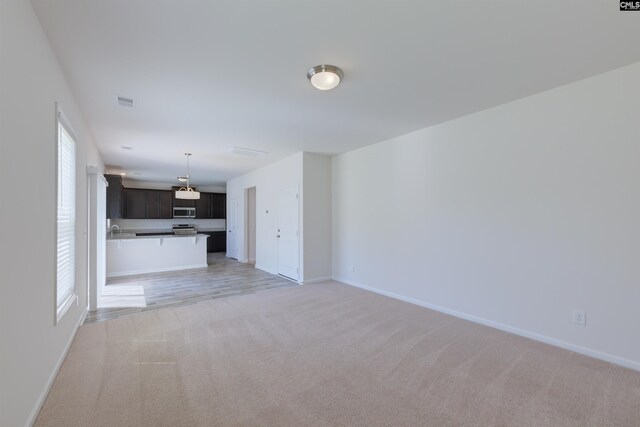 812 Poplar Bend Rd, Columbia, SC 29229 - unfurnished living room with light carpet, baseboards, and plenty of natural light