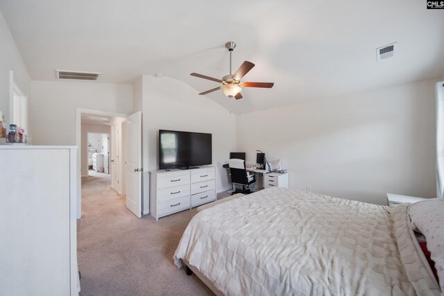 814 Tallaran Rd, Lexington, SC 29073 - carpeted bedroom with lofted ceiling, a desk, decorative columns, and ceiling fan