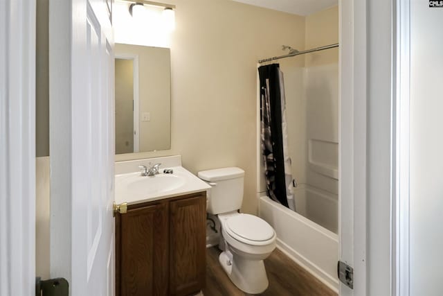 1306 Waverly Place Dr, Columbia, SC 29223 - bathroom featuring toilet, vanity, shower / bath combo, and wood finished floors