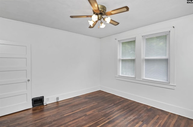 709 Sunset Dr, Columbia, SC 29203 - unfurnished room with dark wood-style floors, a ceiling fan, baseboards, and ornamental molding