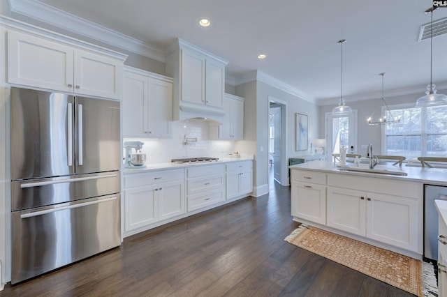 2 Beaver Lake Ct, Elgin, SC 29045 - kitchen featuring stainless steel appliances, a sink, recessed lighting, white cabinetry, and dark wood finished floors