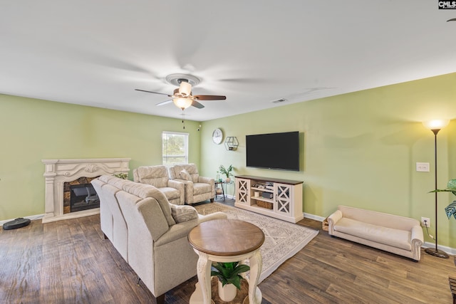 133 Plum Orchard Dr, West Columbia, SC 29170 - living area featuring ceiling fan, wood finished floors, and baseboards