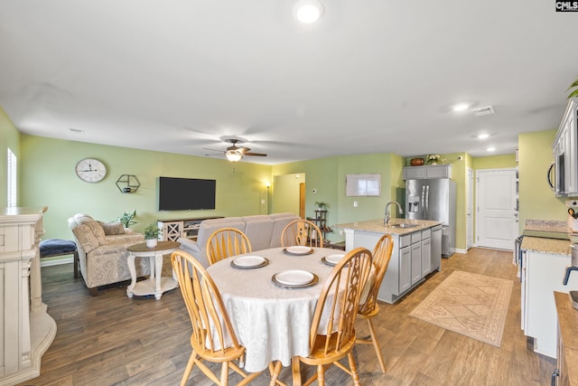 133 Plum Orchard Dr, West Columbia, SC 29170 - dining space with ceiling fan, wood finished floors, and recessed lighting