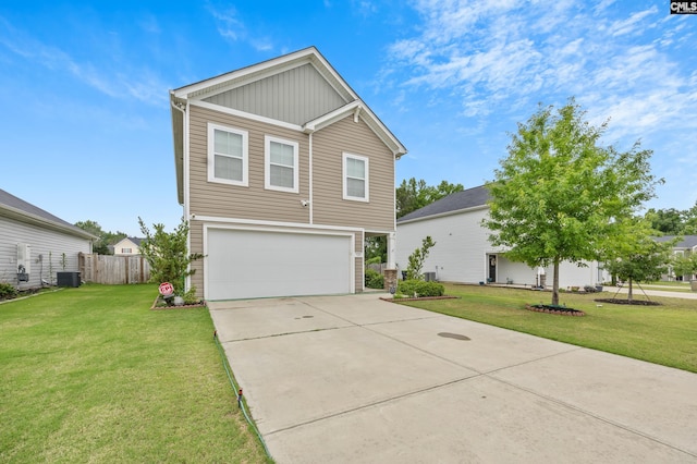 133 Plum Orchard Dr, West Columbia, SC 29170 - view of front of home with central air condition unit, a garage, driveway, and board and batten siding
