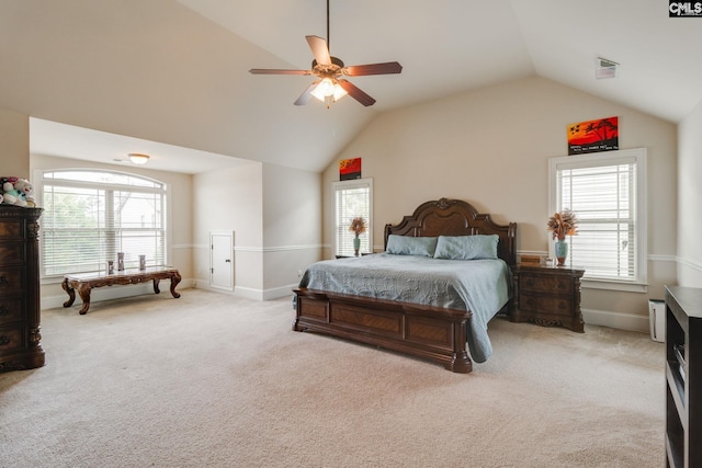 454 Henslowe Ln, West Columbia, SC 29170 - bedroom with lofted ceiling, carpet floors, baseboards, and ceiling fan