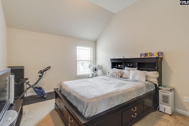 454 Henslowe Ln, West Columbia, SC 29170 - bedroom with baseboards, light carpet, and vaulted ceiling