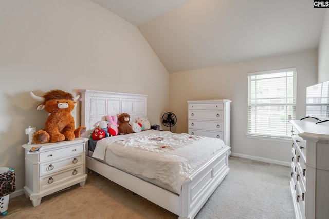 454 Henslowe Ln, West Columbia, SC 29170 - bedroom featuring light colored carpet, vaulted ceiling, and baseboards