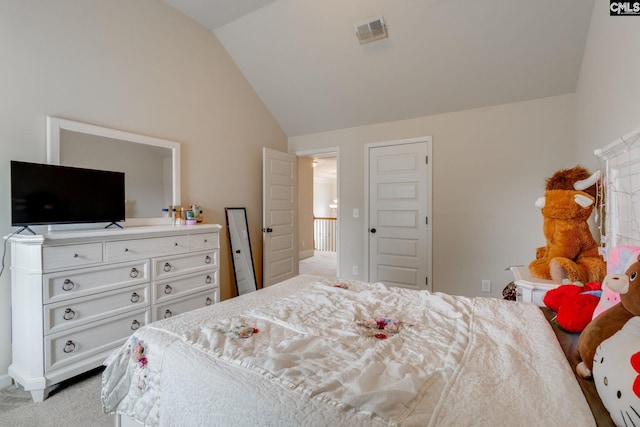 454 Henslowe Ln, West Columbia, SC 29170 - bedroom with lofted ceiling and light carpet