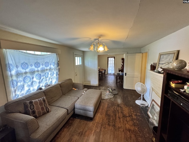 2503 Haile St, Camden, SC 29020 - living area with wood finished floors and a chandelier