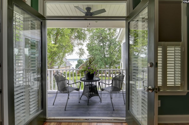 109 Quiet Cove Dr, Chapin, SC 29036 - entryway with a ceiling fan, healthy amount of natural light, and wood finished floors