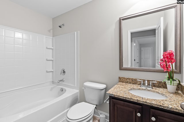 122 Lost Lure Ln, Chapin, SC 29036 - bathroom with vanity, toilet, shower / bath combination, and baseboards