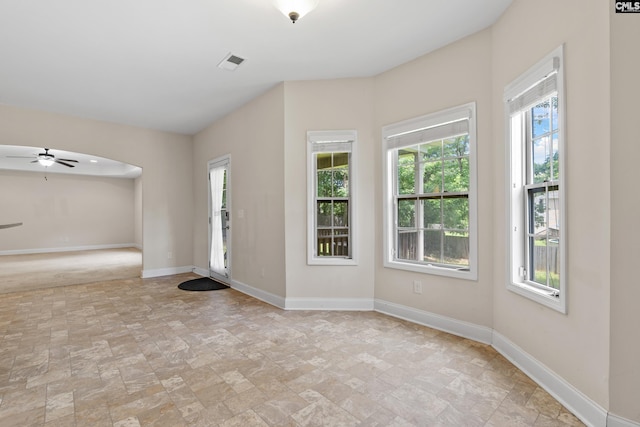 309 Tanners Mill Ct, Chapin, SC 29036 - entryway with stone finish floors, baseboards, and a ceiling fan