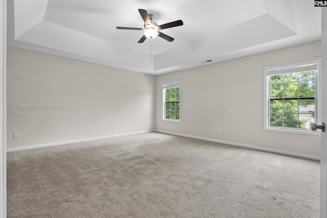 309 Tanners Mill Ct, Chapin, SC 29036 - carpeted spare room featuring a tray ceiling, a ceiling fan, and baseboards