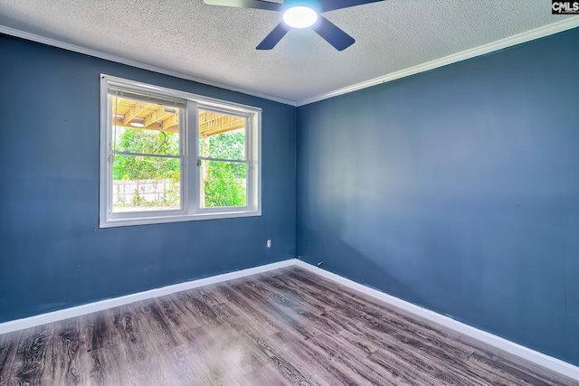 1820 Elm Abode Ter, Columbia, SC 29210 - spare room with wood finished floors, a textured ceiling, ceiling fan, ornamental molding, and baseboards