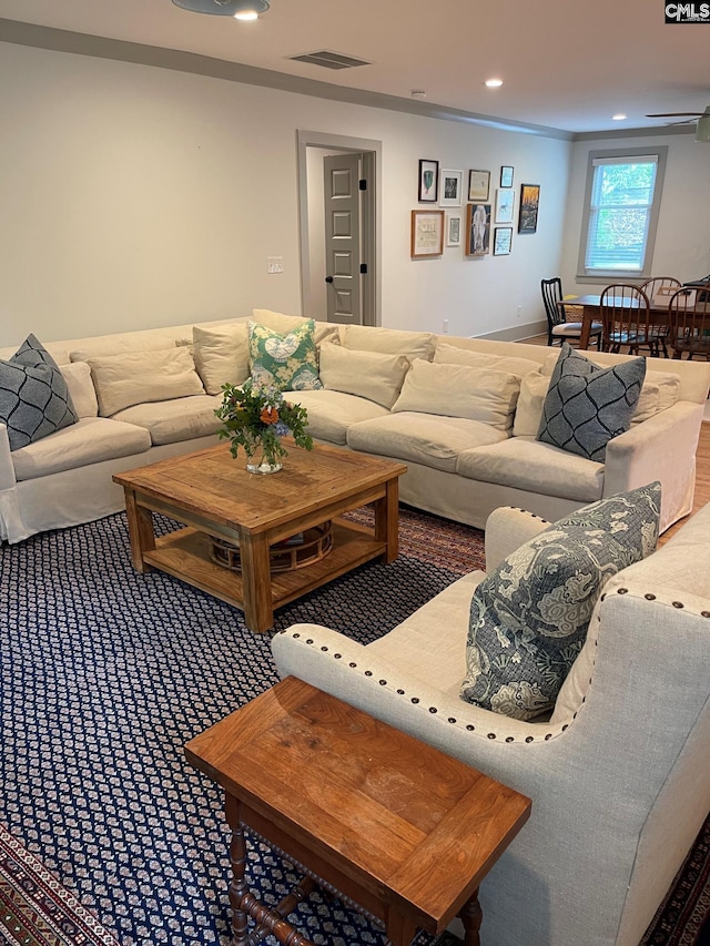 210 S Waccamaw Ave, Columbia, SC 29205 - living room featuring recessed lighting and carpet floors