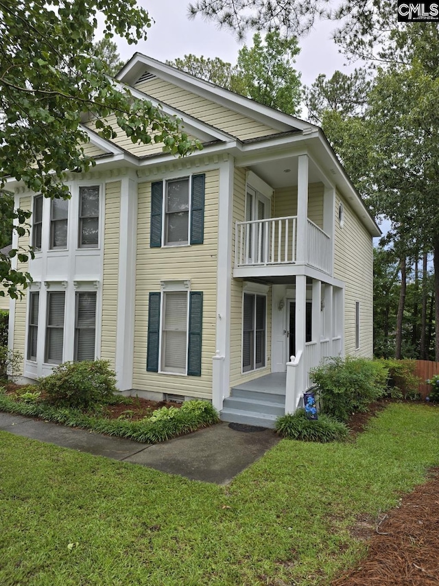 144 Brook Hollow Dr, Columbia, SC 29229 - view of front of property featuring a balcony and a front lawn