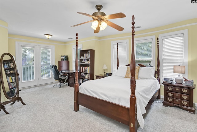 144 Brook Hollow Dr, Columbia, SC 29229 - bedroom with carpet, access to exterior, an office area, and a ceiling fan