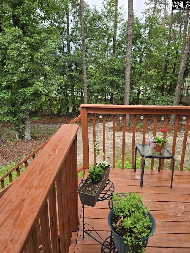 144 Brook Hollow Dr, Columbia, SC 29229 - wooden terrace with view of wooded area
