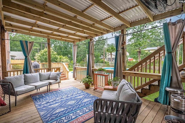 531 Sulgrave Dr, Columbia, SC 29210 - wooden terrace featuring an outdoor hangout area and an outdoor pool