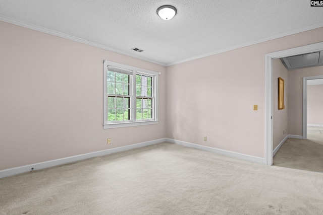 117 Brookspring Rd, Columbia, SC 29223 - carpeted spare room with a textured ceiling, attic access, ornamental molding, and baseboards
