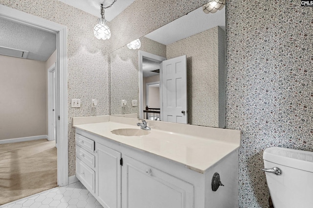 117 Brookspring Rd, Columbia, SC 29223 - bathroom featuring toilet, vanity, tile patterned flooring, and a textured ceiling