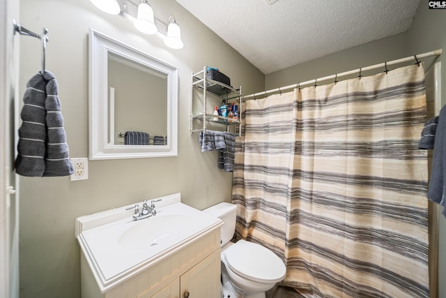 144 Stephanie Dr, Lexington, SC 29073 - bathroom with vanity, a textured ceiling, toilet, and a shower with curtain