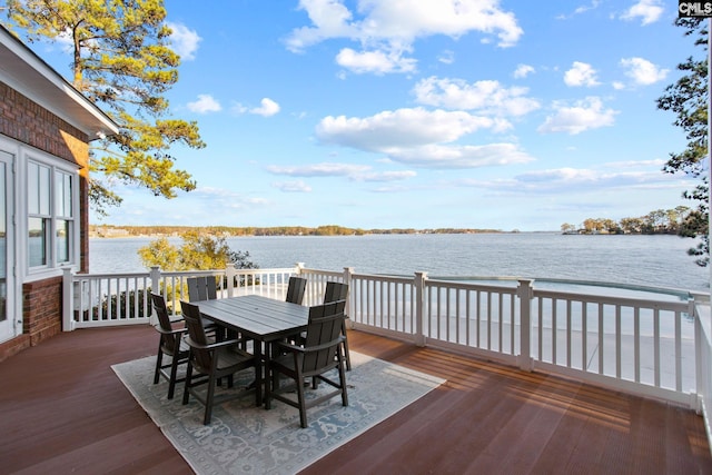 208 Ballentine Ln, Chapin, SC 29036 - wooden terrace with a water view and outdoor dining area