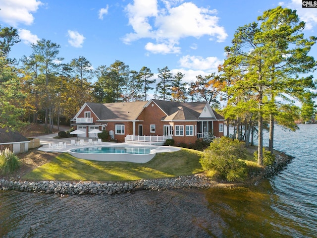 208 Ballentine Ln, Chapin, SC 29036 - back of property featuring a water view, a yard, an outdoor pool, and a patio