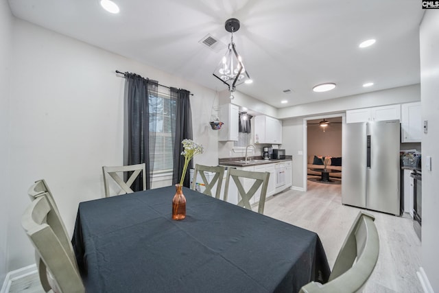 1 Rockingham Ct, Columbia, SC 29223 - dining area with light wood-style flooring, a ceiling fan, baseboards, and recessed lighting