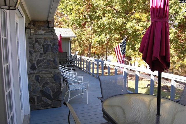 429 Forest Shores Rd, Prosperity, SC 29127 - view of wooden balcony with outdoor dining space and a wooden deck
