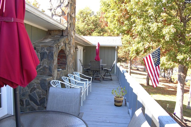 429 Forest Shores Rd, Prosperity, SC 29127 - wooden terrace with outdoor dining area