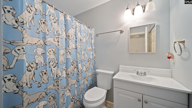 530 Pin Oak Dr, Lexington, SC 29073 - bathroom featuring vanity, toilet, and curtained shower