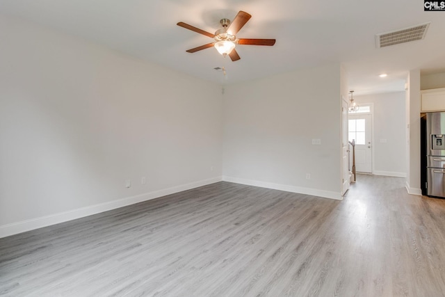 412 Blue Robin Ln, Columbia, SC 29210 - empty room featuring a ceiling fan, light wood-type flooring, baseboards, and recessed lighting