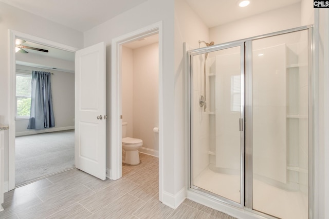 412 Blue Robin Ln, Columbia, SC 29210 - full bath with a shower stall, toilet, baseboards, and ceiling fan