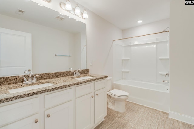 412 Blue Robin Ln, Columbia, SC 29210 - full bathroom with toilet, double vanity, and washtub / shower combination